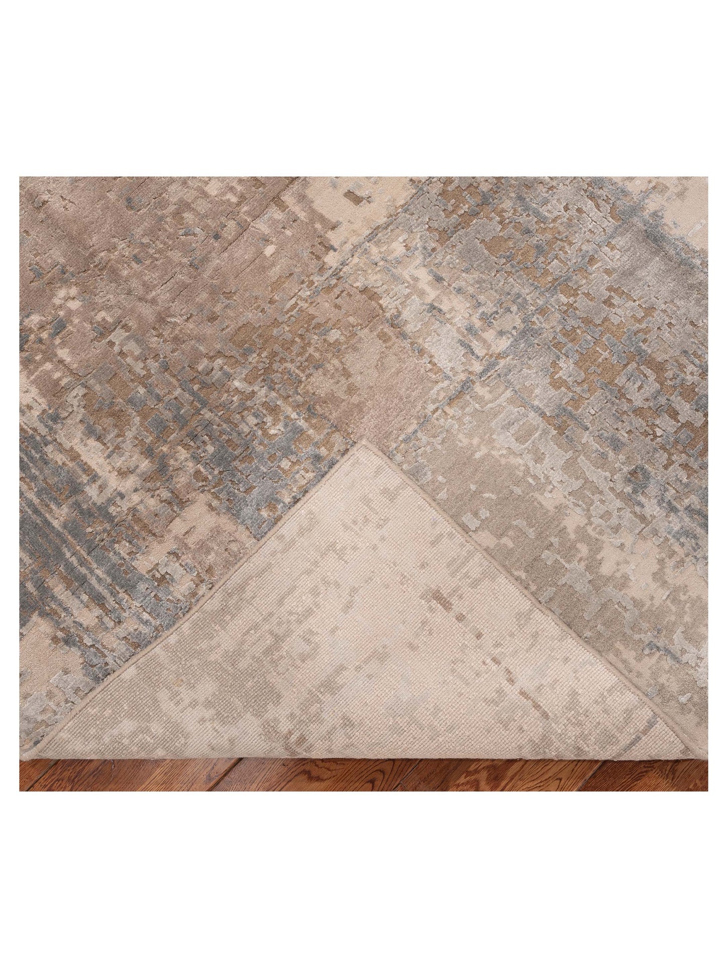 Tenzari Gray Beige 9x11.11 Hand Knotted Rug