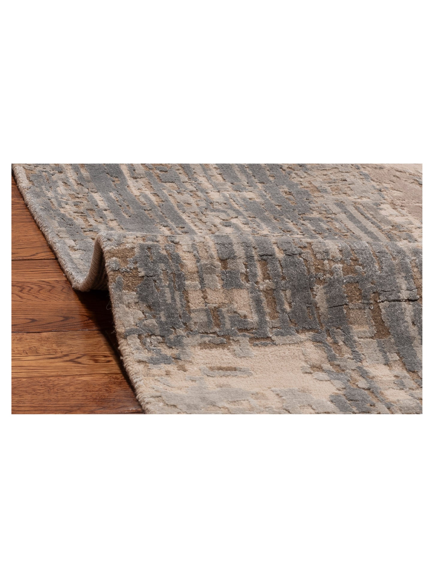 Tenzari Gray Beige 9x11.11 Hand Knotted Rug