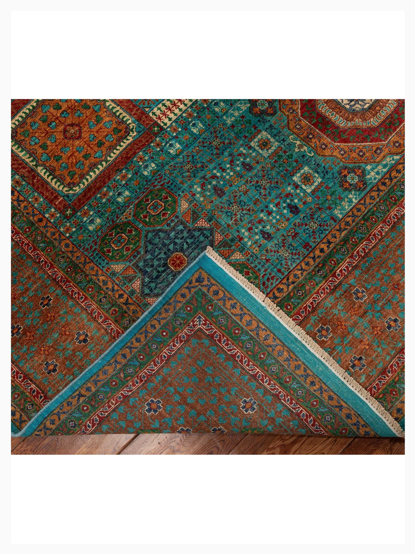 Mamluk Lux Turquoise Brown 9.1x12.6 Hand Knotted Rug