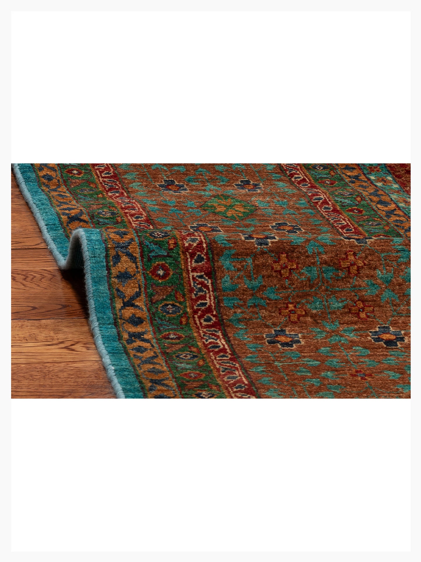 Mamluk Lux Turquoise Brown 9.1x12.6 Hand Knotted Rug