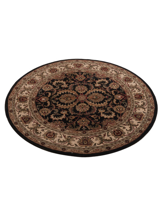 Tuforia Black Cream 7x7 Hand Tufted Rug